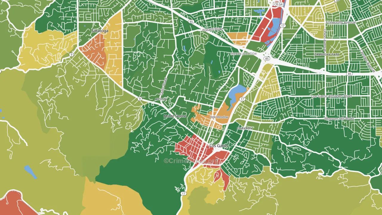 Monte Sereno, CA Map of Vandalism Rates