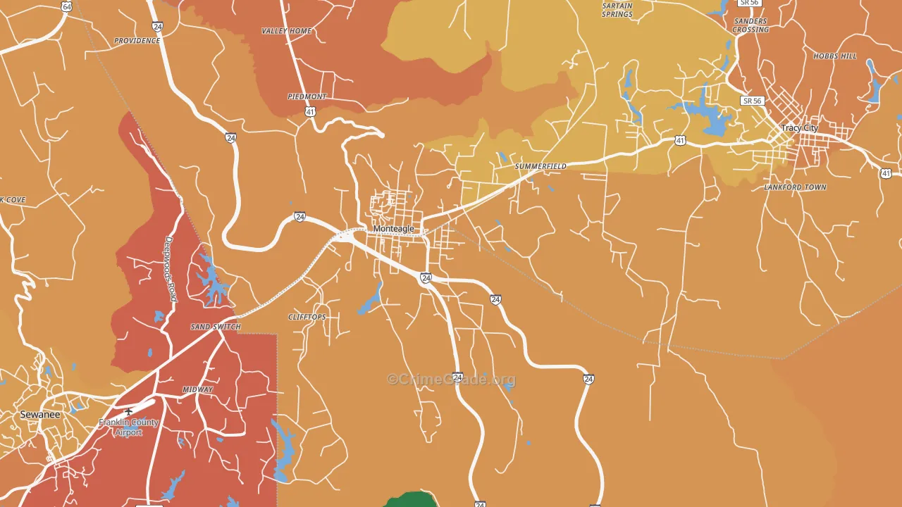 Monteagle, TN Map of Vandalism Rates