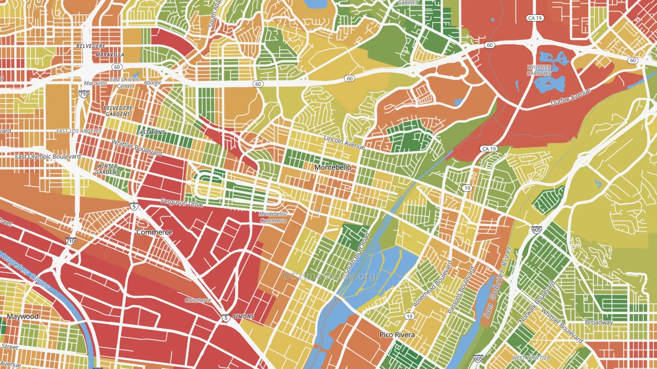 Montebello, CA Map of Vandalism Rates