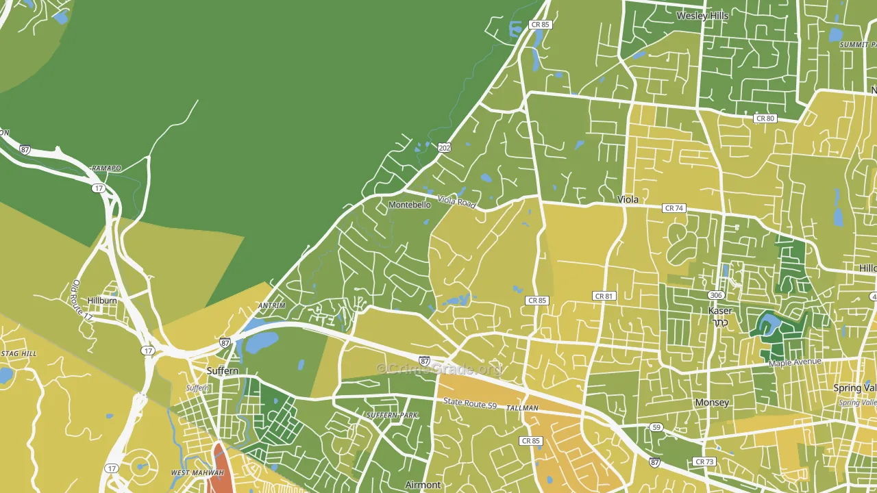 Montebello, NY Map of Vandalism Rates