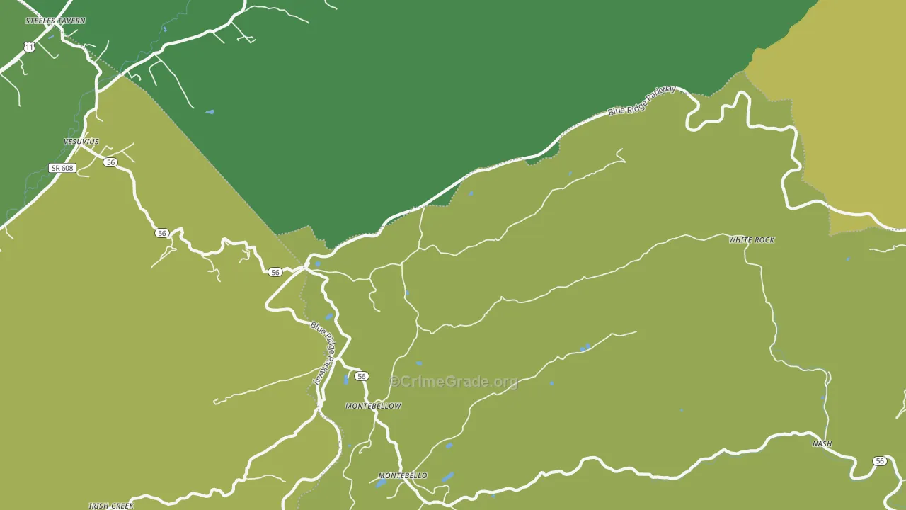Montebello, VA Map of Vandalism Rates