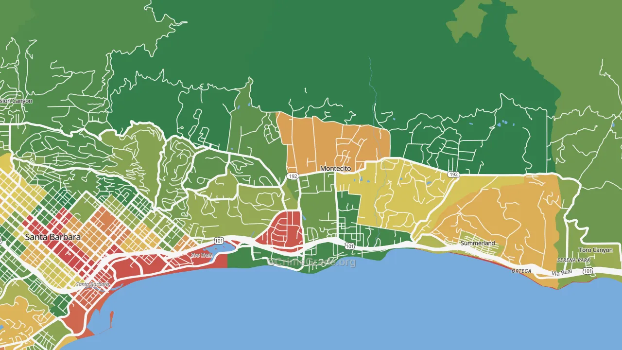 Montecito, CA Map of Vandalism Rates