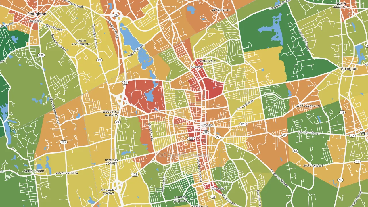 Montello, Brockton, MA Map of Vandalism Rates