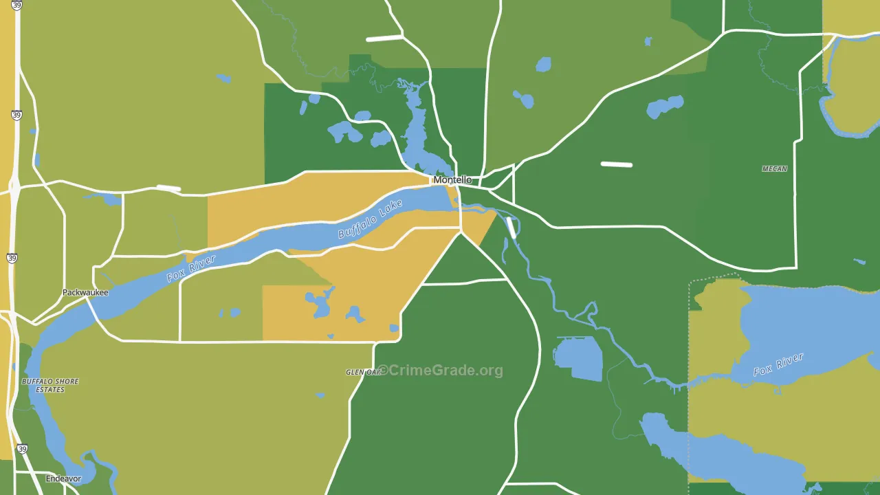 Montello, WI Map of Vandalism Rates