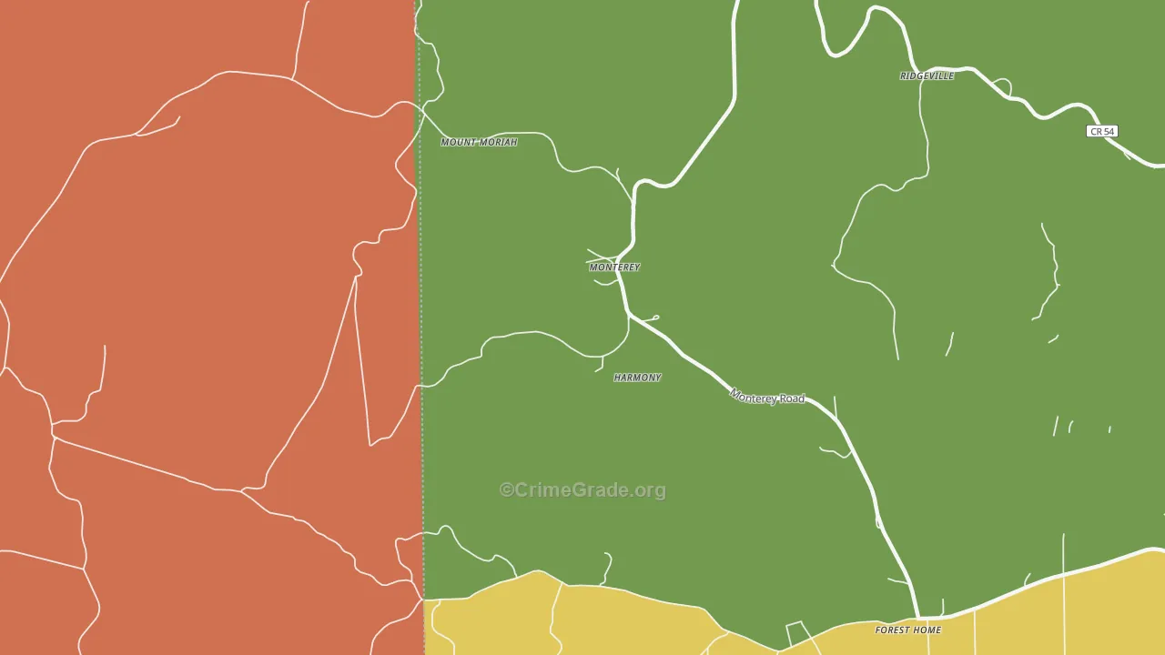 Monterey, AL Map of Vandalism Rates