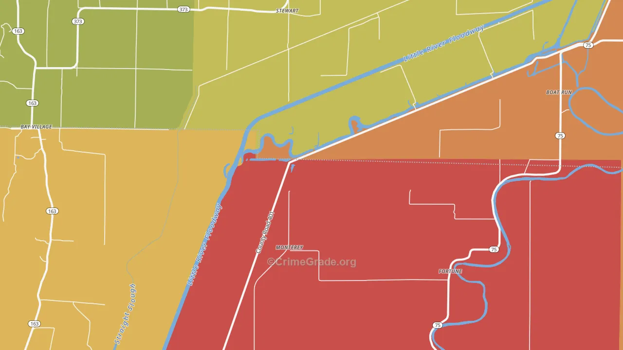 Monterey, AR Map of Vandalism Rates