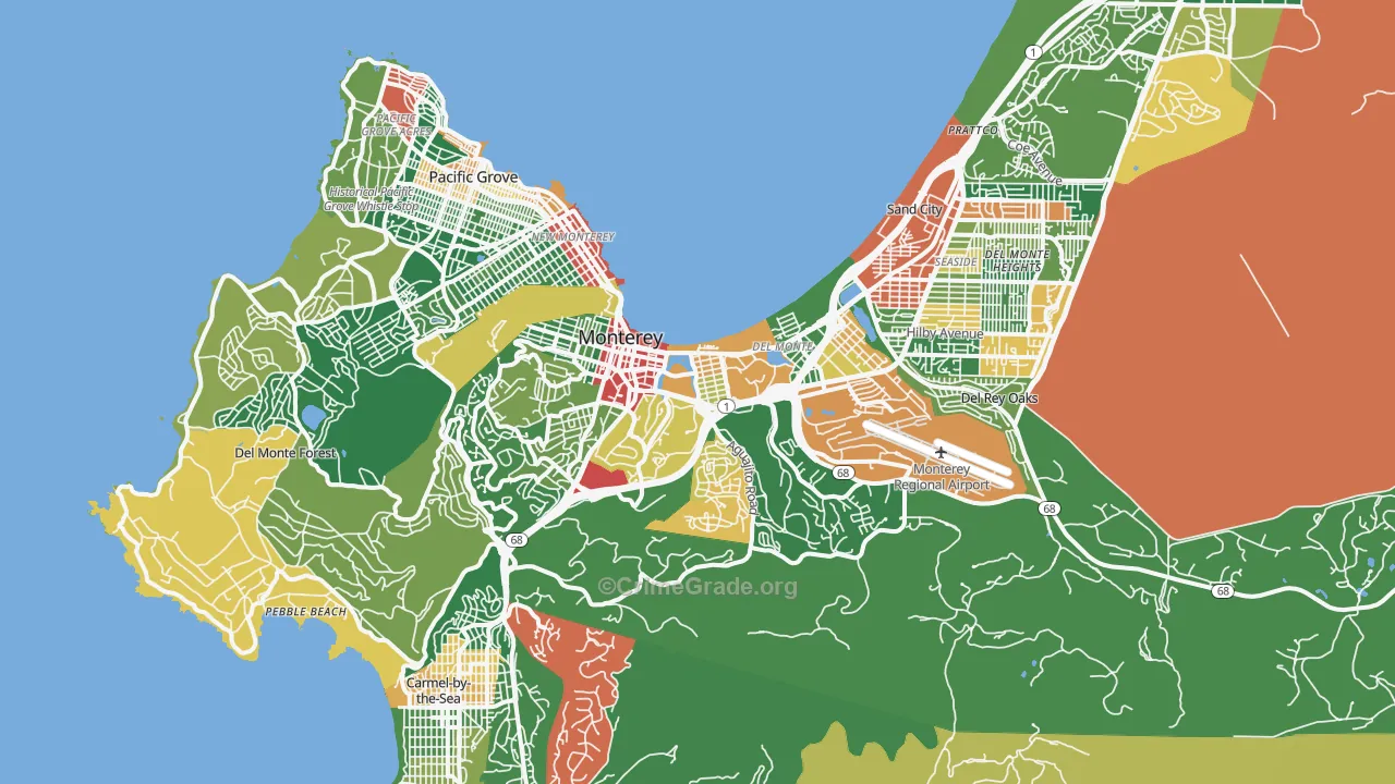 Monterey, CA Map of Vandalism Rates