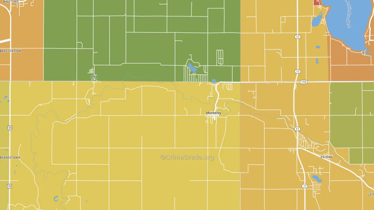 Monterey, IN Map of Vandalism Rates