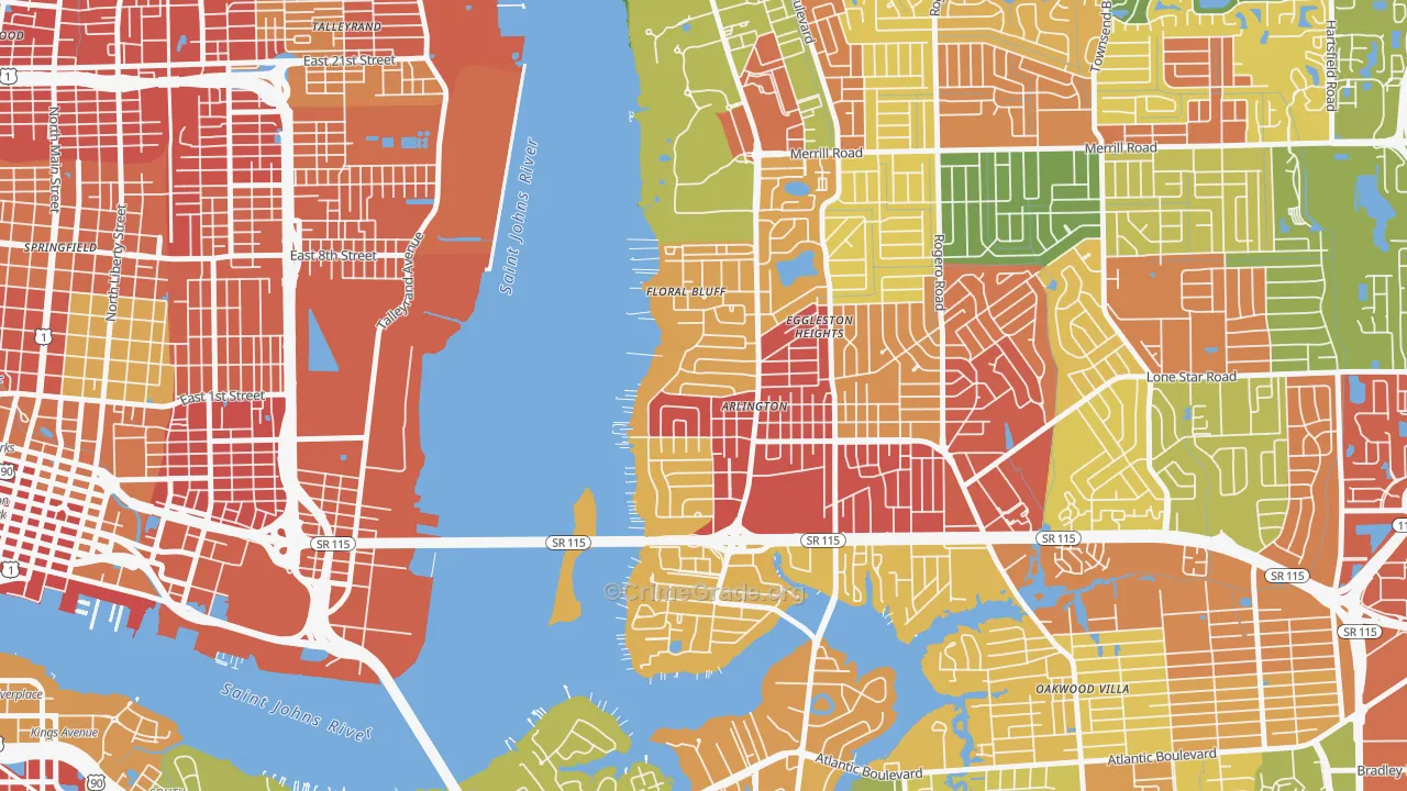 Monterey, Jacksonville, FL Map of Vandalism Rates