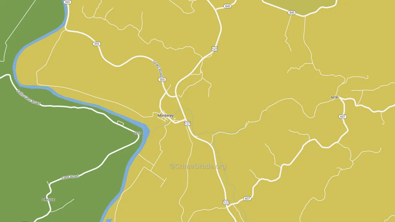 Monterey, KY Map of Vandalism Rates