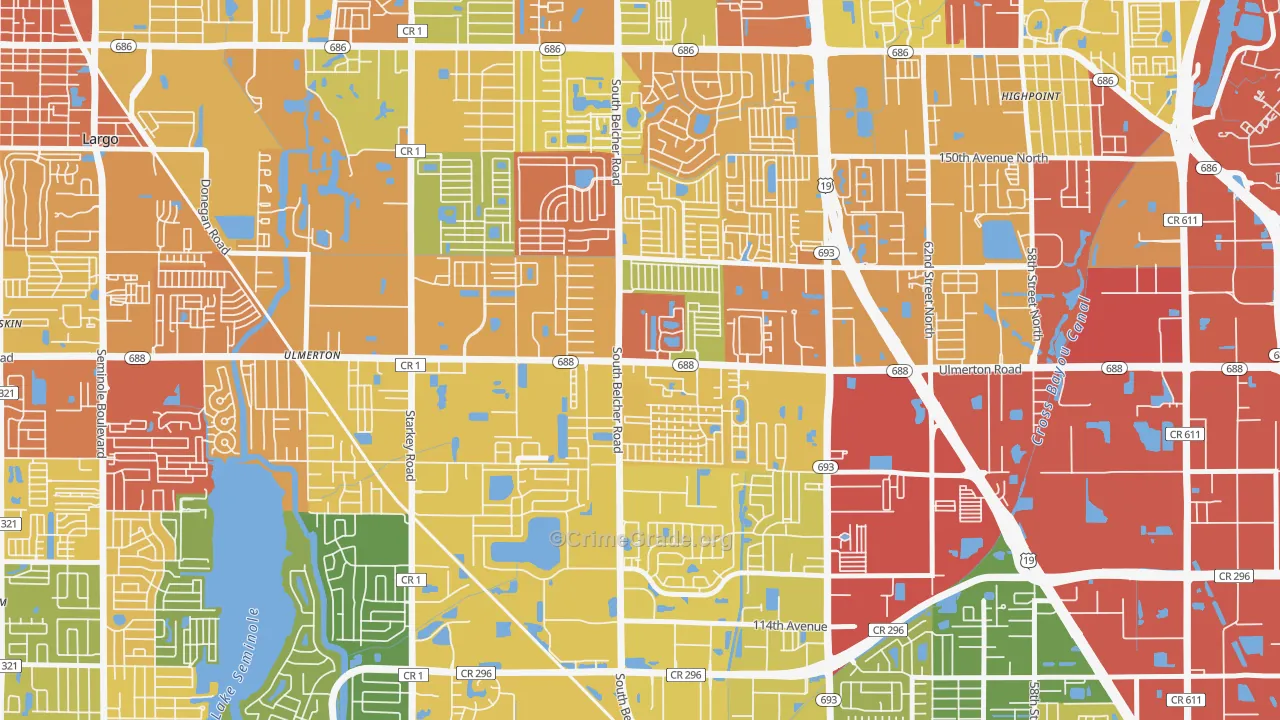 Monterey Lakes, Largo, FL Map of Vandalism Rates