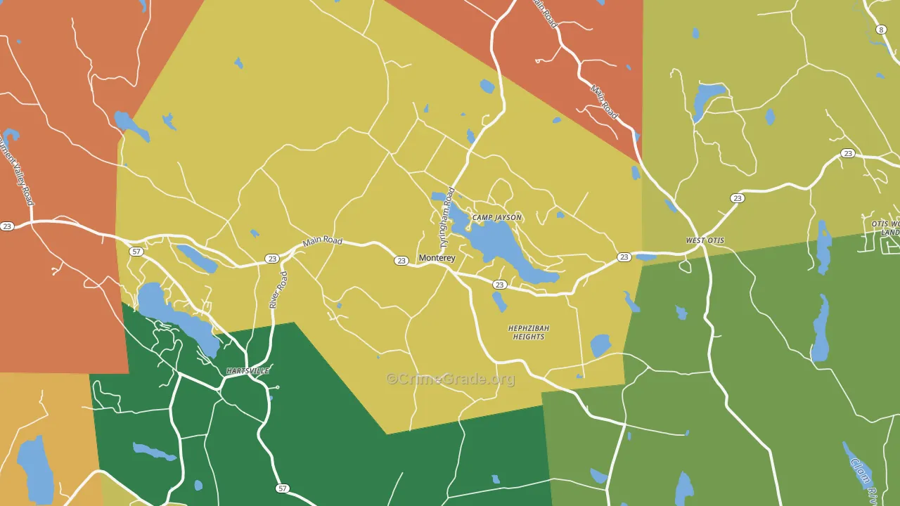 Monterey, MA Map of Vandalism Rates