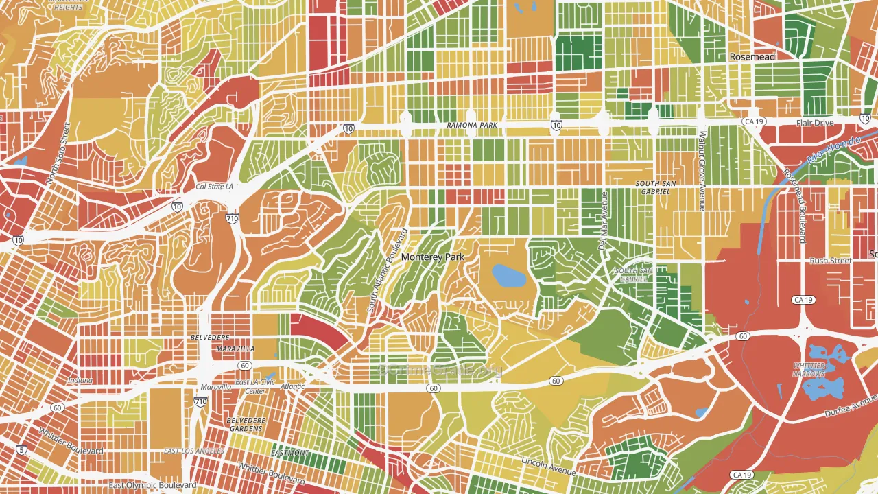 Monterey Park, CA Map of Vandalism Rates