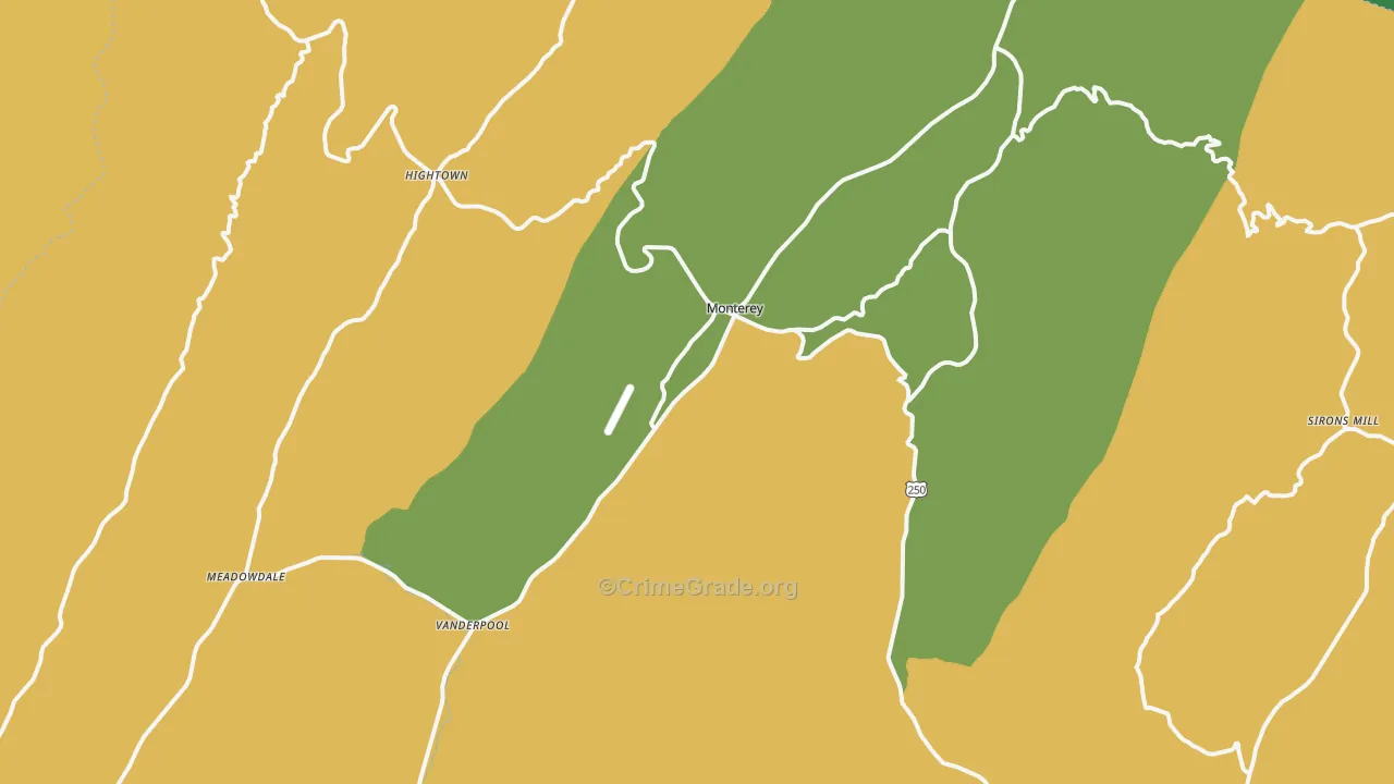 Monterey, VA Map of Vandalism Rates