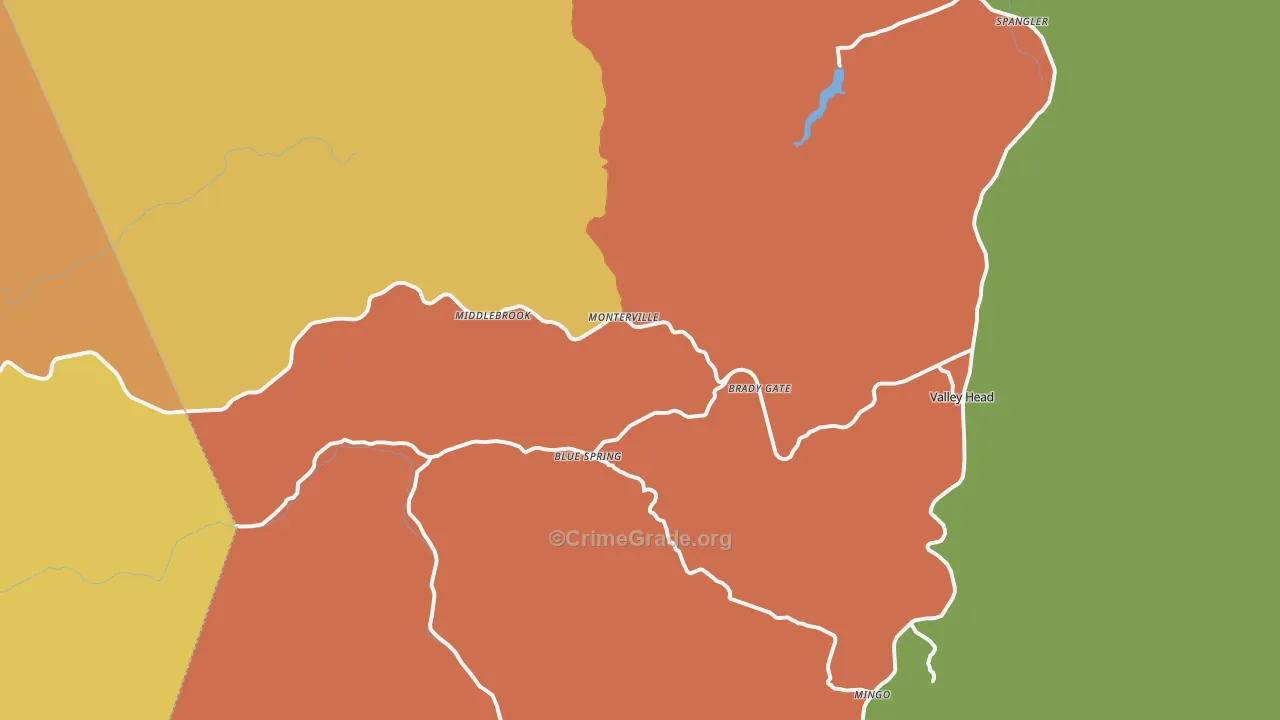 Monterville, WV Map of Vandalism Rates