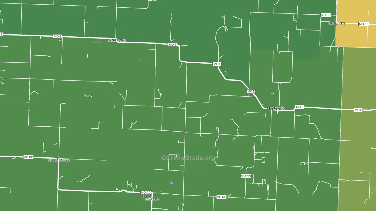 Montevallo, MO Map of Vandalism Rates