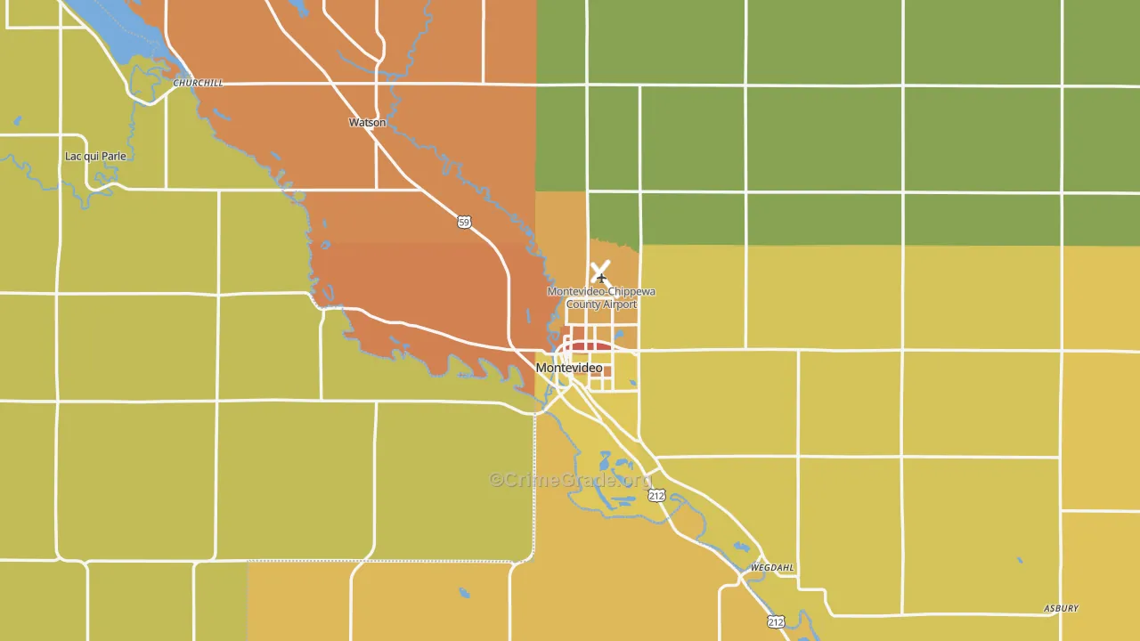 Montevideo, MN Map of Vandalism Rates