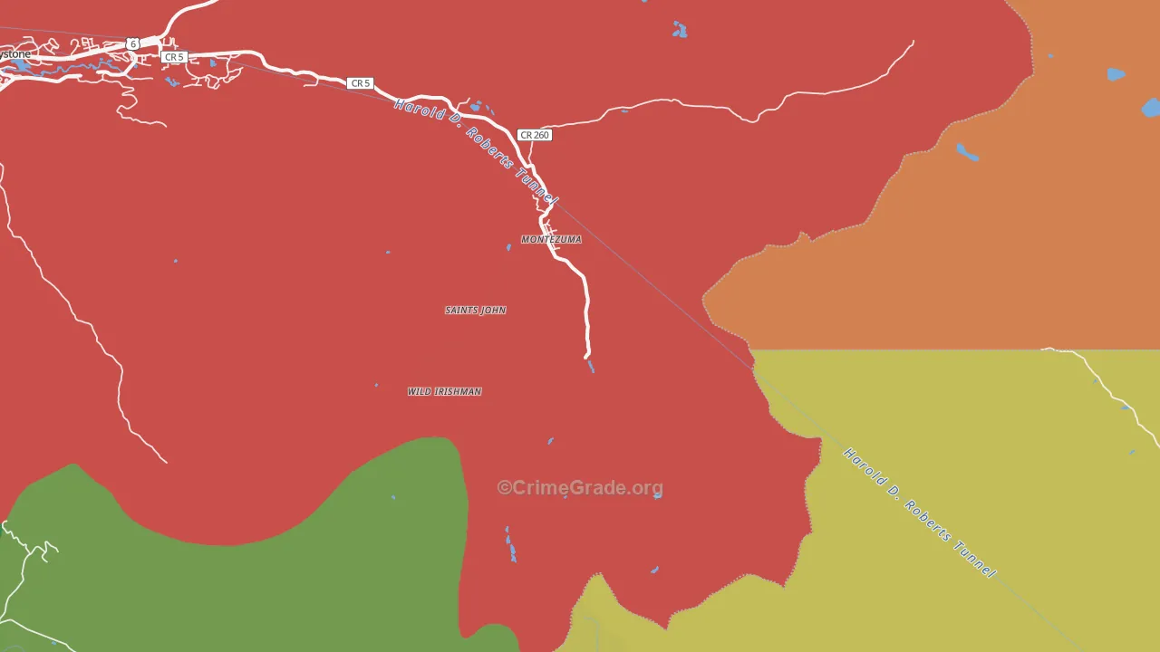 Montezuma, CO Map of Vandalism Rates