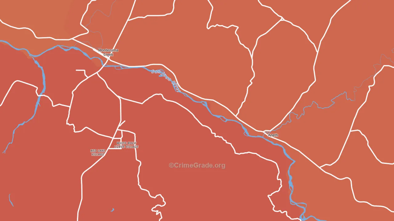 Montezuma Creek, UT Map of Vandalism Rates