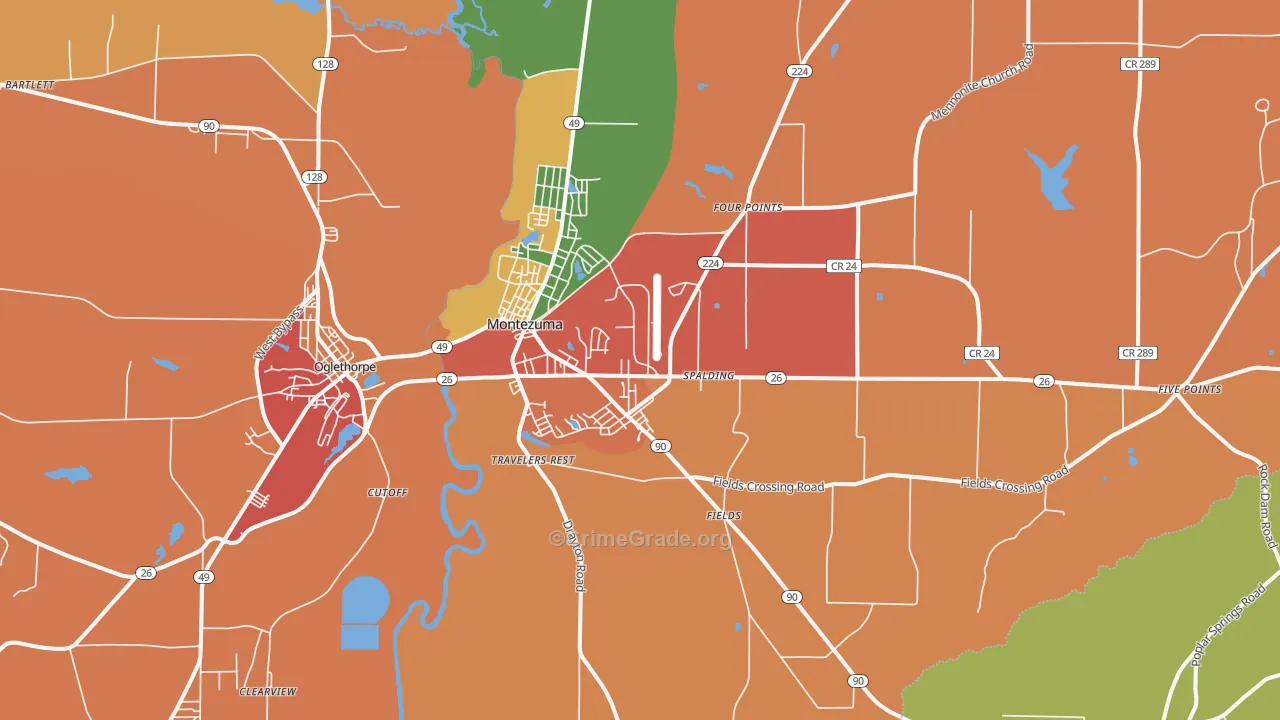 Montezuma, GA Map of Vandalism Rates