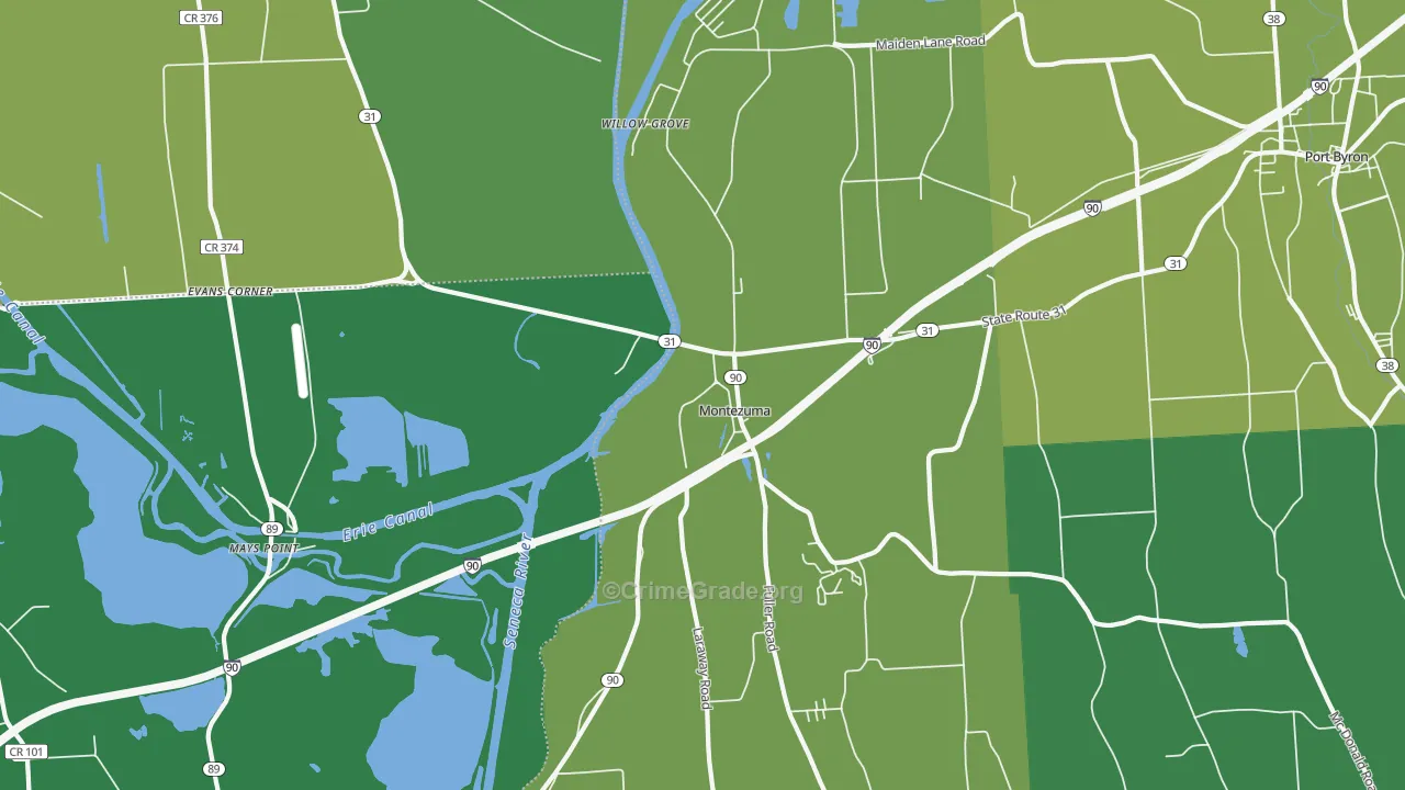 Montezuma, NY Map of Vandalism Rates