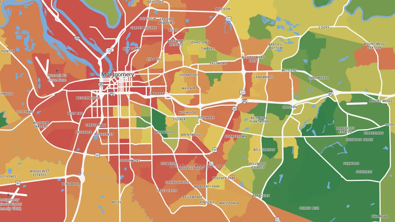 Montgomery, AL Map of Vandalism Rates