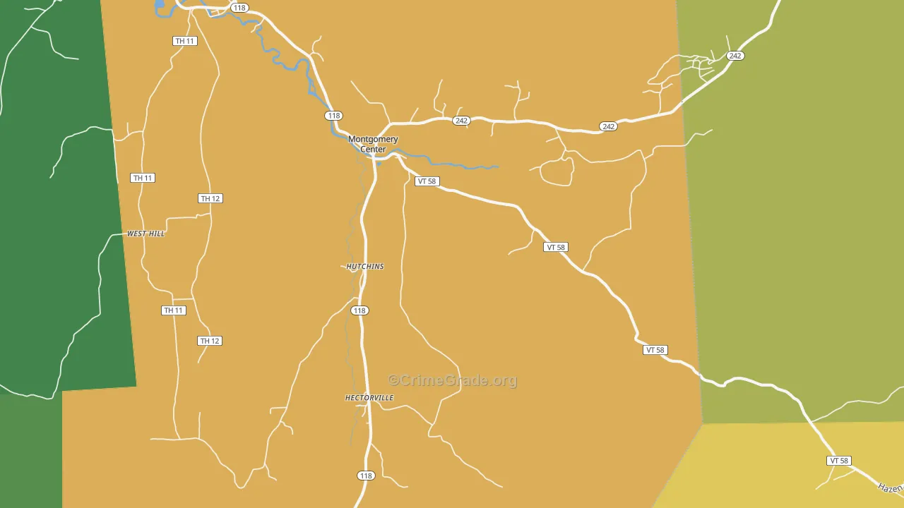 Montgomery Center, VT Map of Vandalism Rates