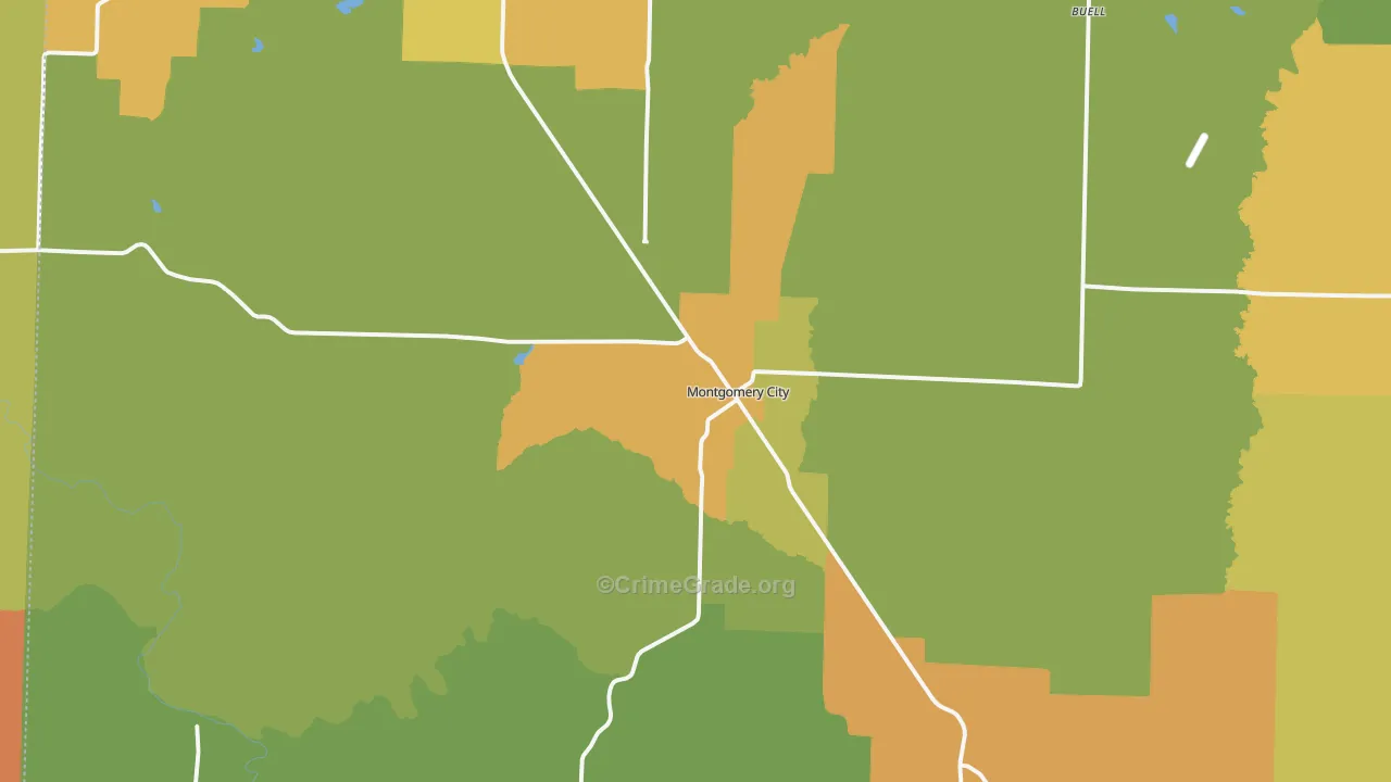 Montgomery City, MO Map of Vandalism Rates