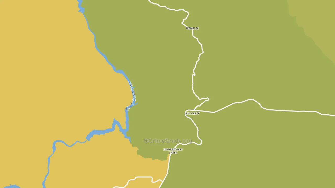 Montgomery Creek, CA Map of Vandalism Rates