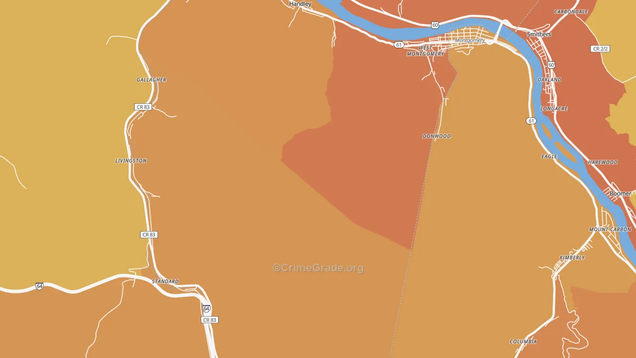 Montgomery Heights, WV Map of Vandalism Rates