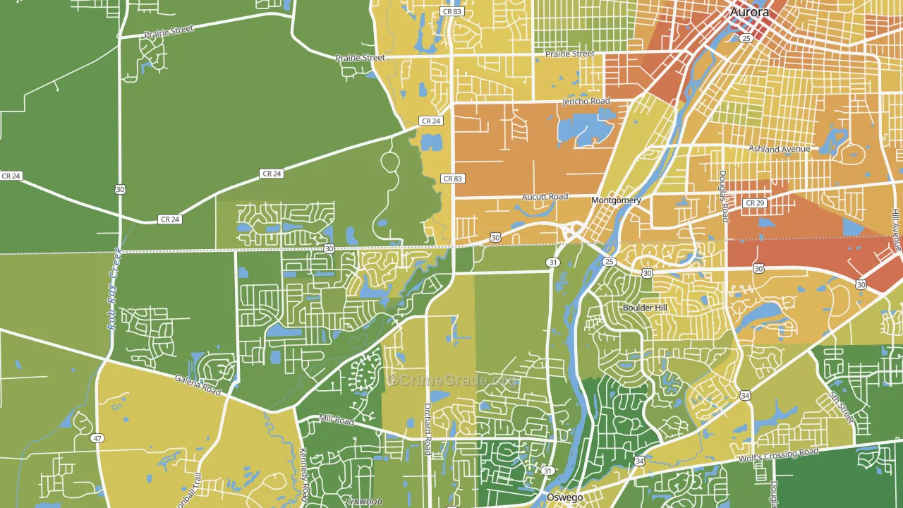 Montgomery, IL Map of Vandalism Rates