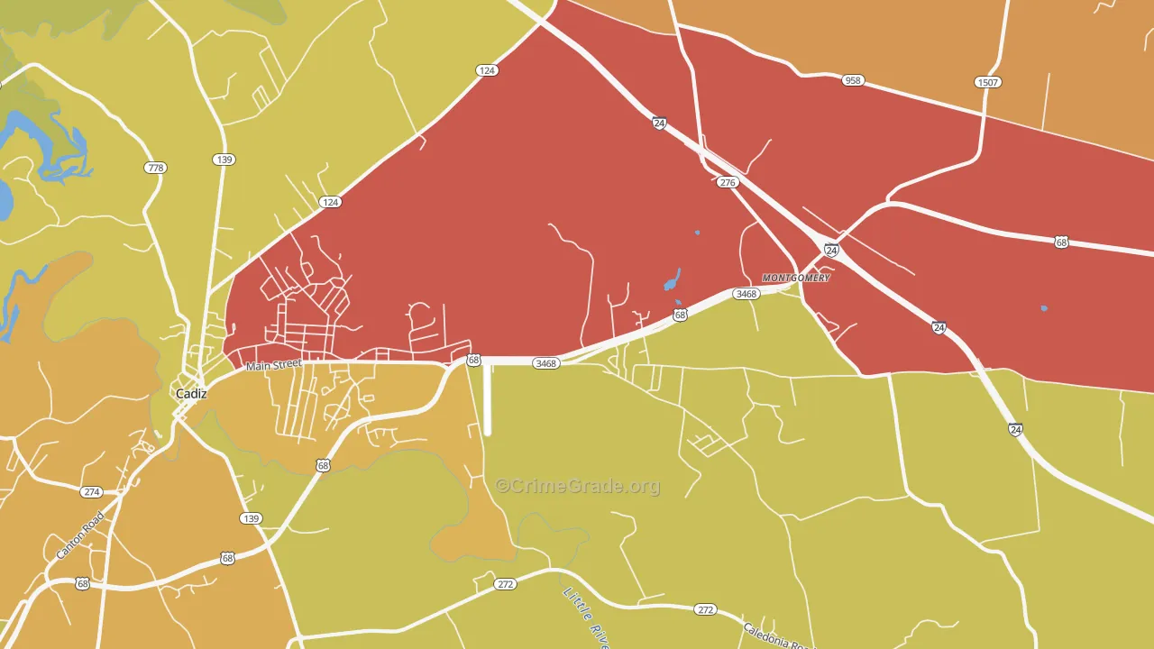 Montgomery, KY Map of Vandalism Rates