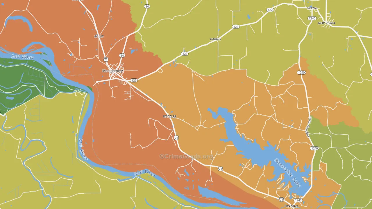 Montgomery, LA Map of Vandalism Rates