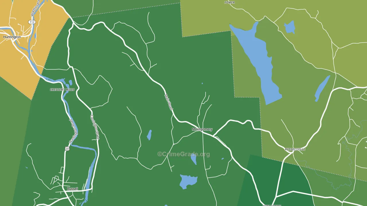 Montgomery, MA Map of Vandalism Rates