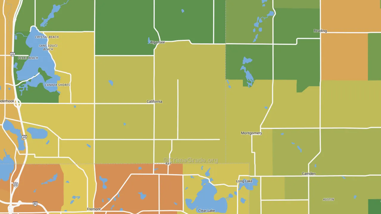 Montgomery, MI Map of Vandalism Rates