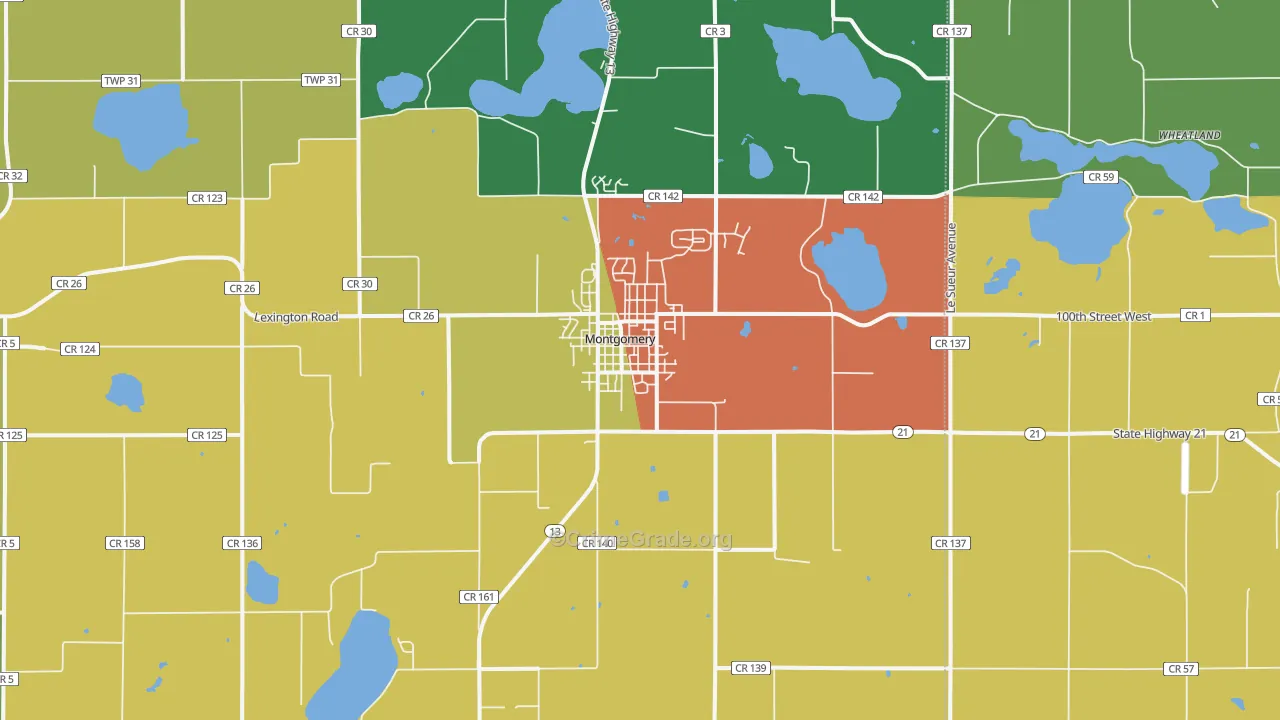 Montgomery, MN Map of Vandalism Rates