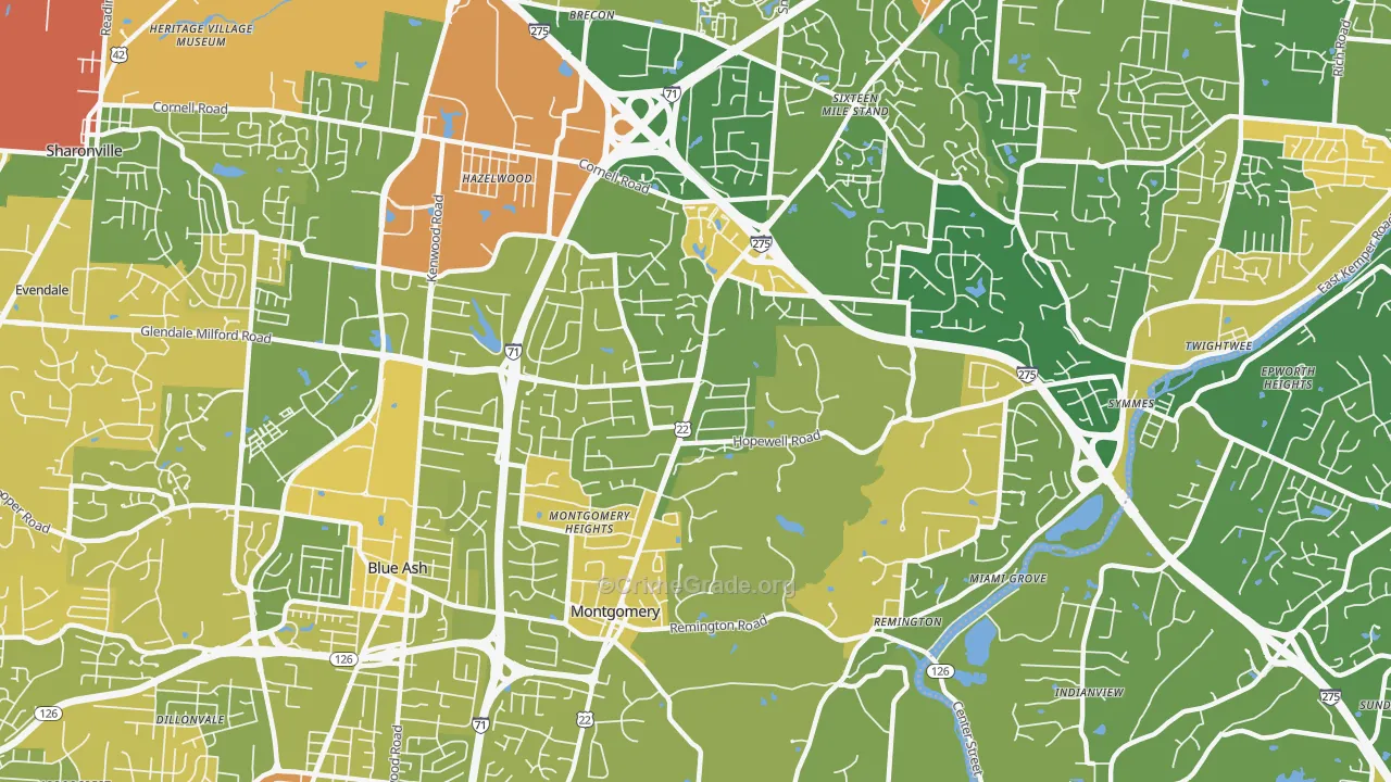 Montgomery, OH Map of Vandalism Rates