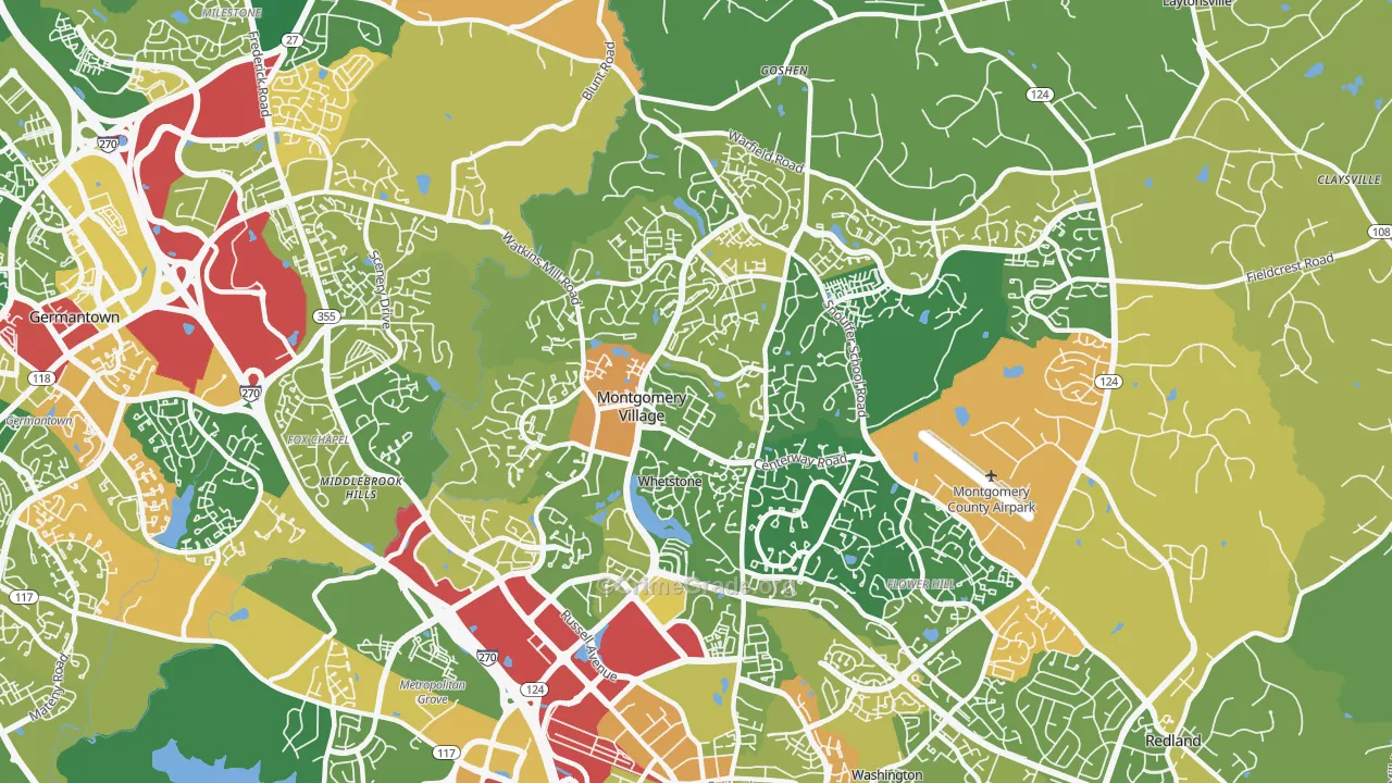 Montgomery Village, MD Map of Vandalism Rates