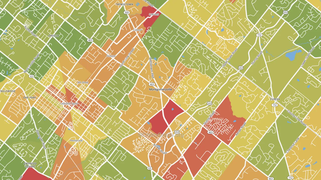 Montgomeryville, PA Map of Vandalism Rates
