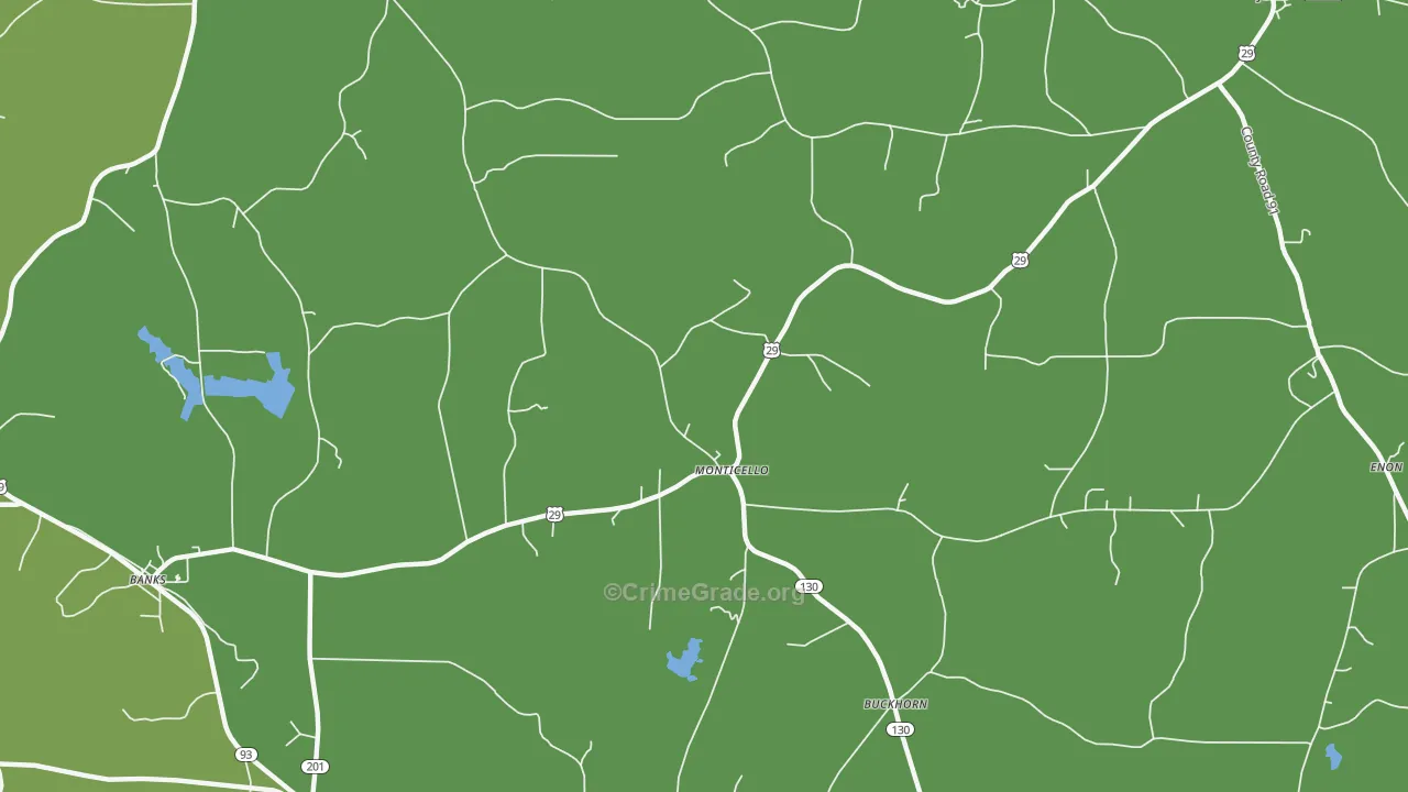 Monticello, AL Map of Vandalism Rates