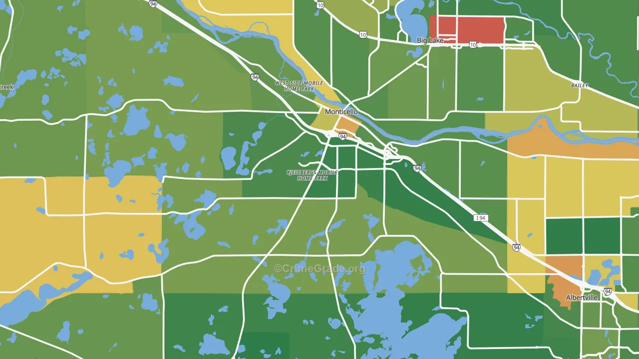Monticello, MN Map of Vandalism Rates