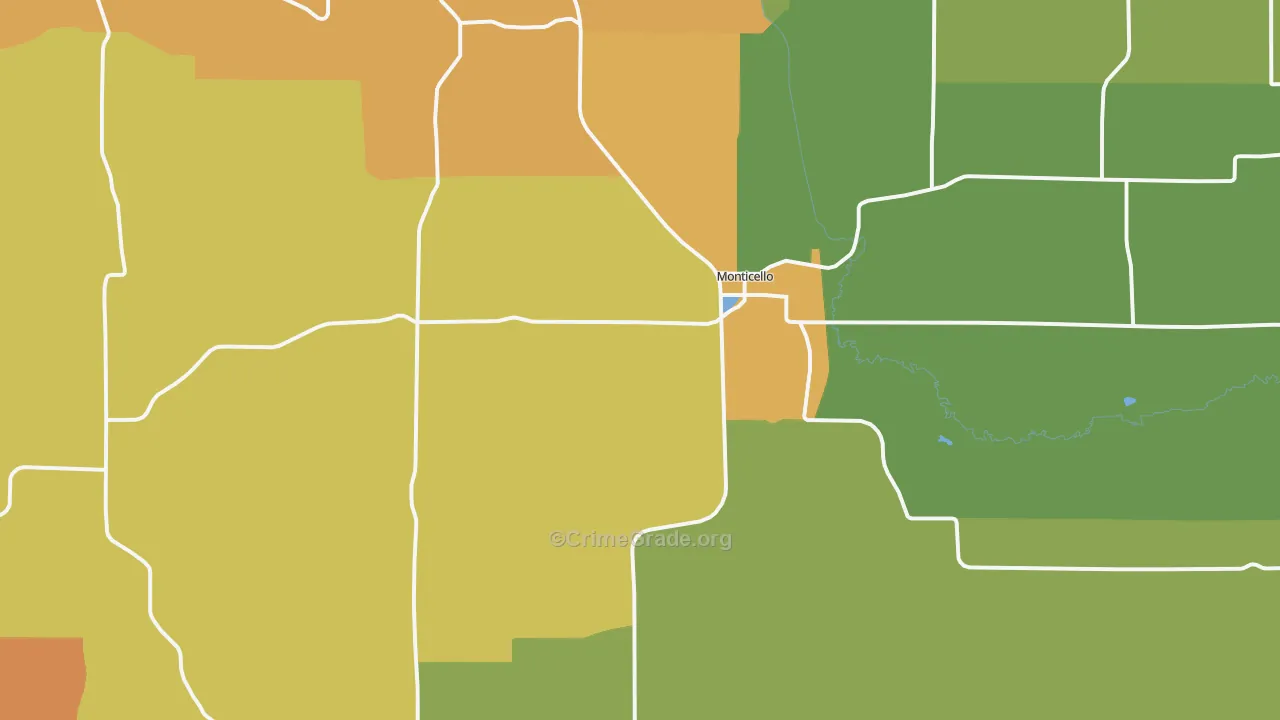 Monticello, WI Map of Vandalism Rates