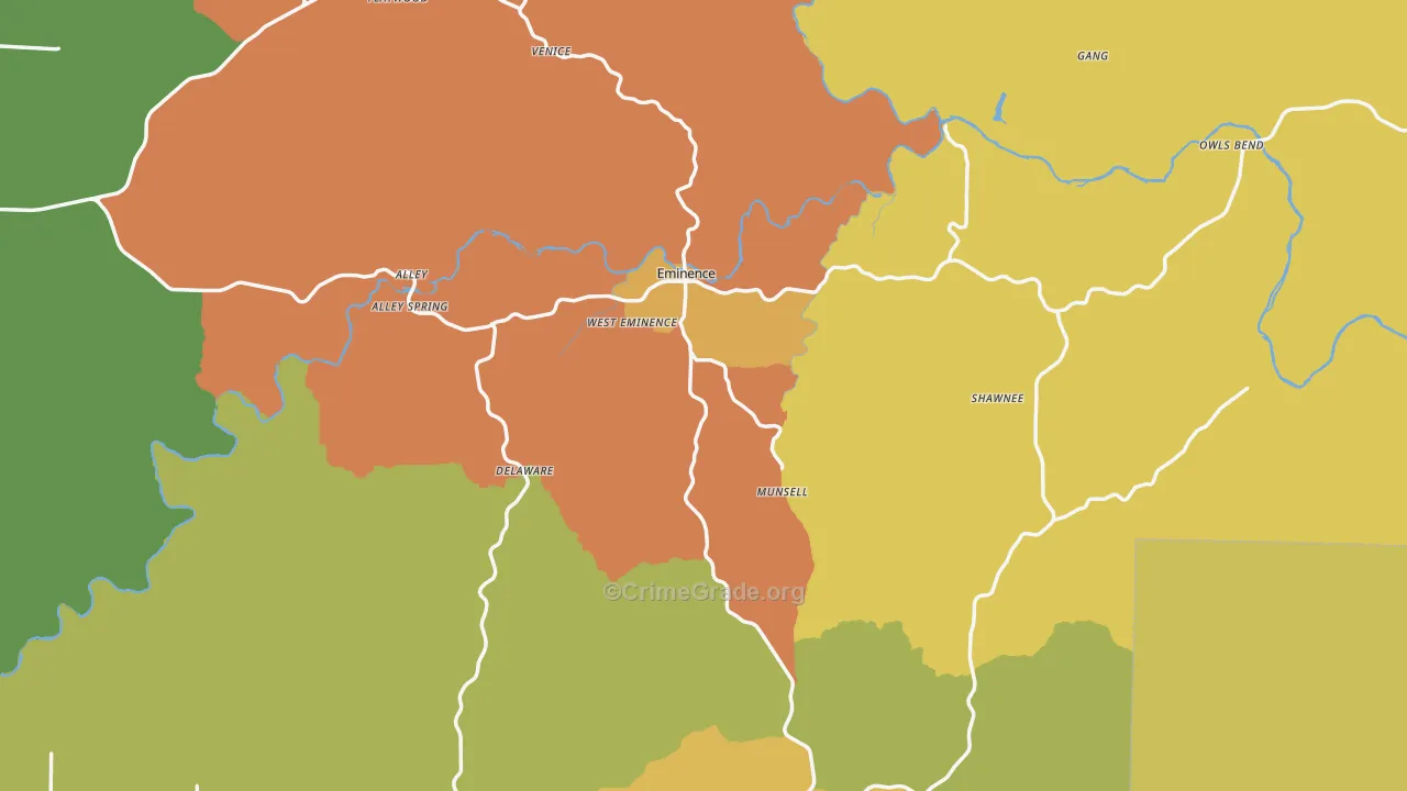 Montier, MO Map of Vandalism Rates