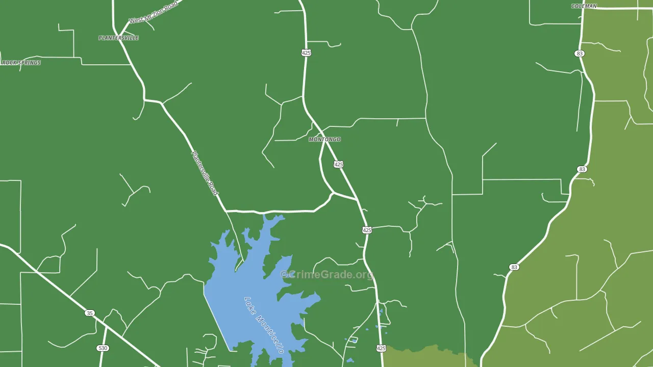 Montongo, AR Map of Vandalism Rates