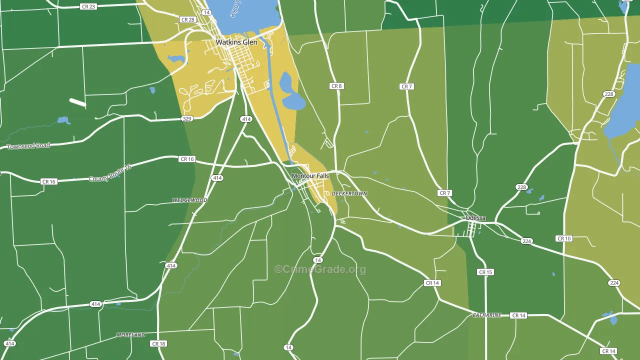 Montour Falls, NY Map of Vandalism Rates