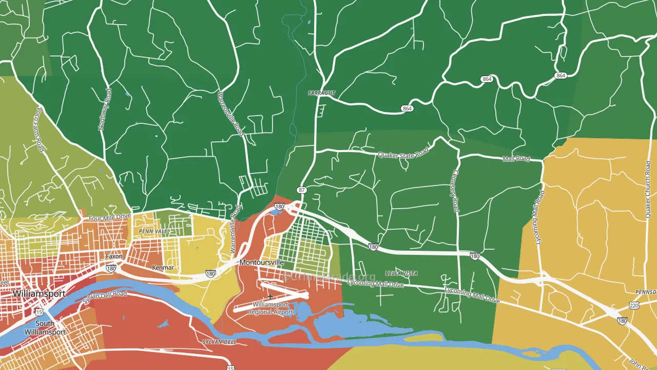 Montoursville, PA Map of Vandalism Rates