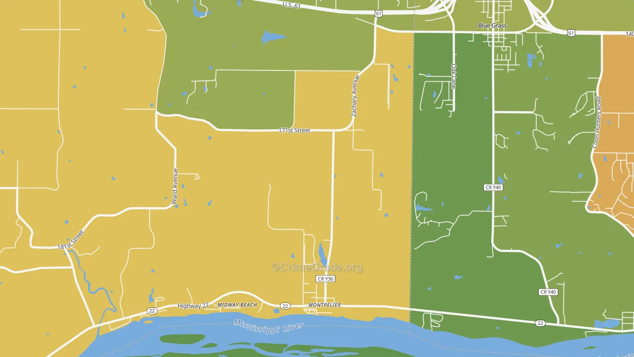 Montpelier, IA Map of Vandalism Rates