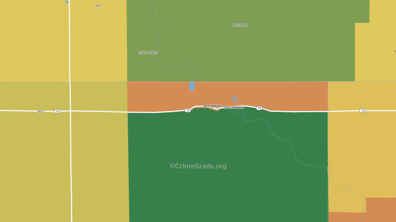 Montpelier, IN Map of Vandalism Rates
