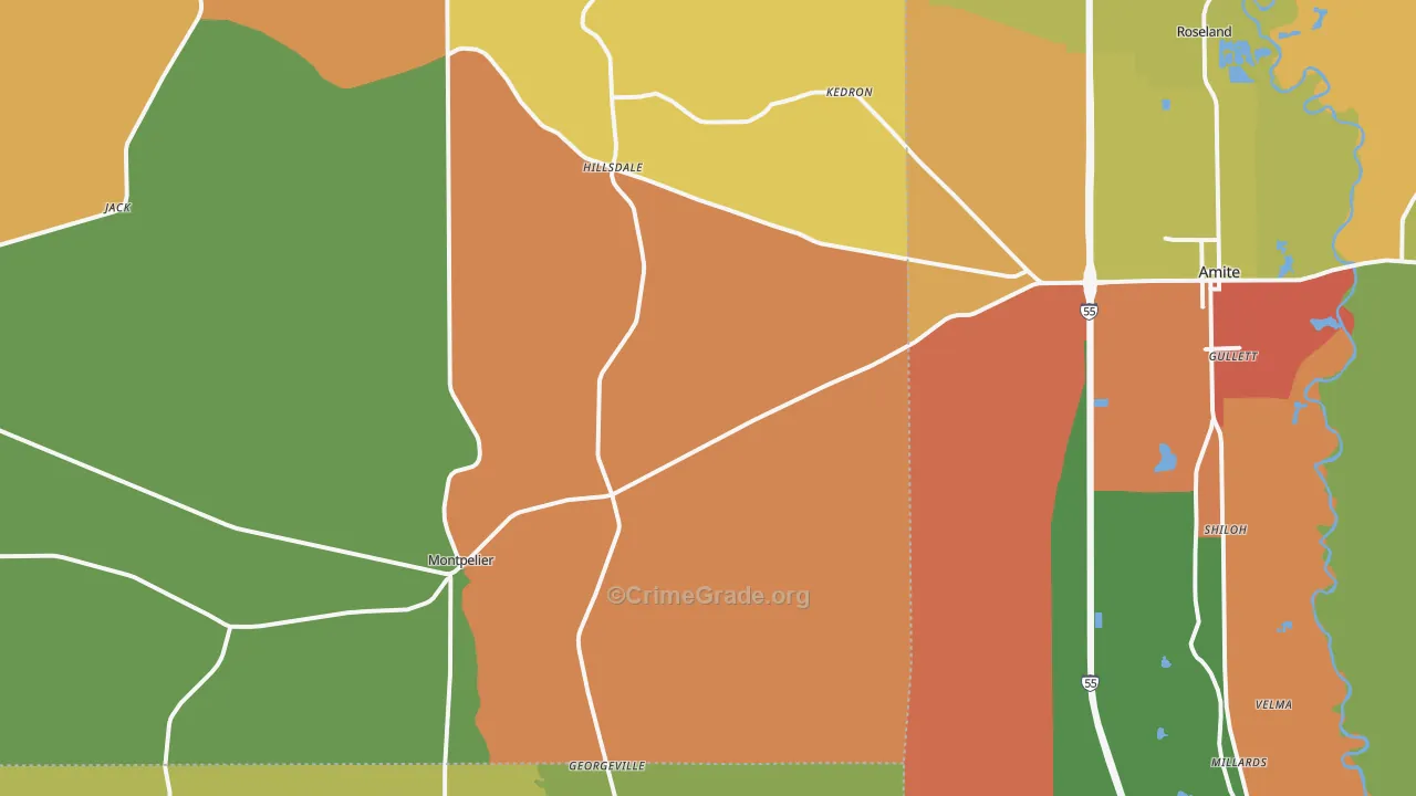 Montpelier, LA Map of Vandalism Rates