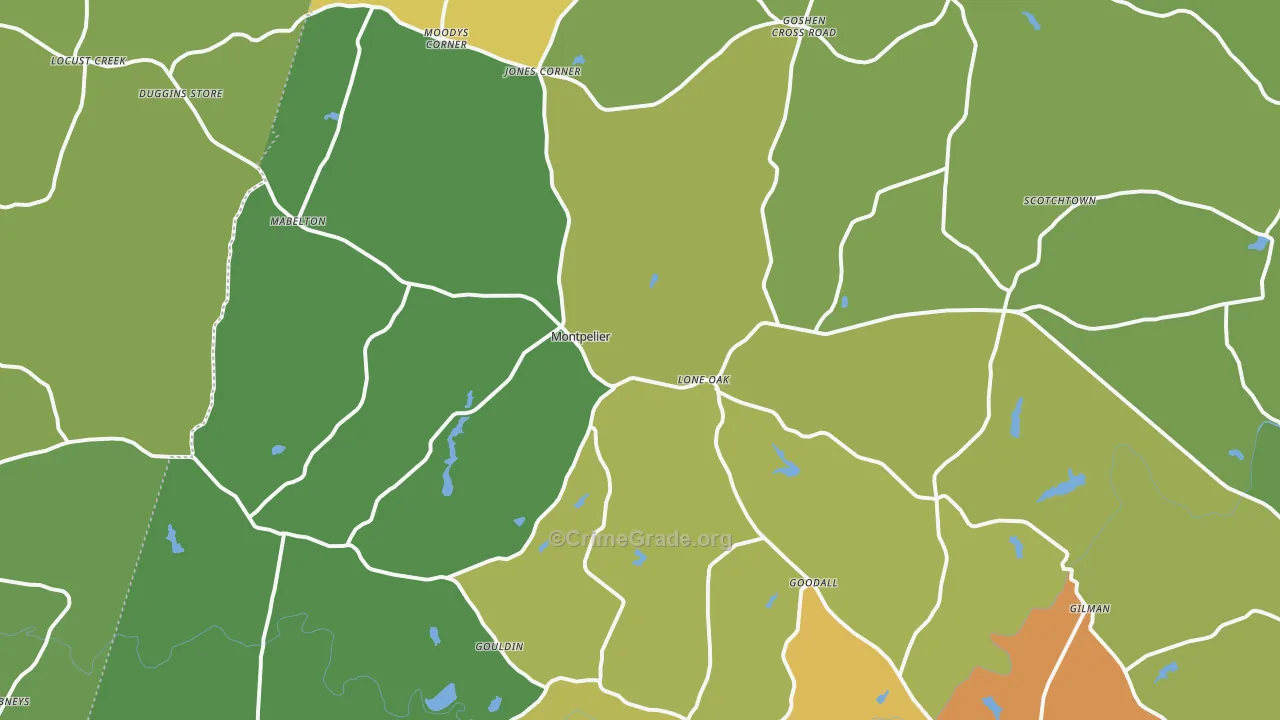 Montpelier, VA Map of Vandalism Rates